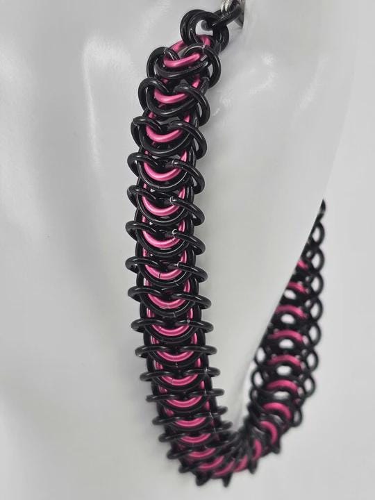 Vertebrae Chainmail Bracelet & Anklet — Custom Color Anodized Aluminum - Gray Cat Manor Designs