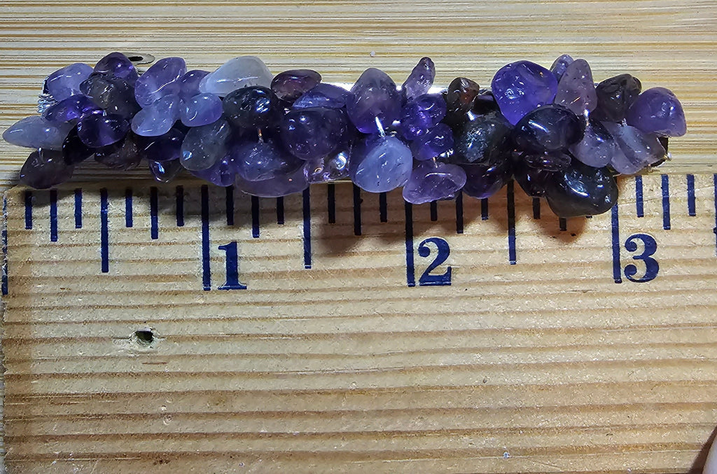 Amethyst Crystal Chip Barrette | Wire Wrapped Gemstone Hair Clip in 3 Sizes - Gray Cat Manor Designs