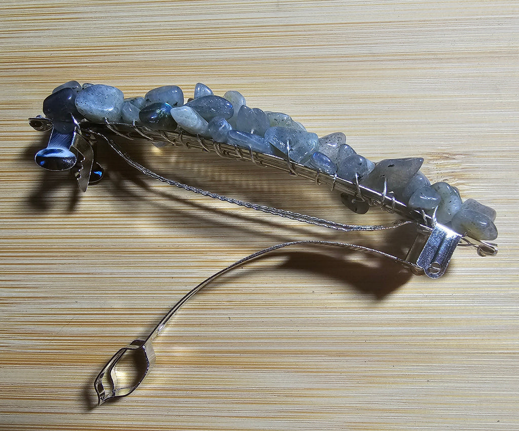 Labradorite Crystal Chip Barrette | Wire Wrapped Hair Clip in 3 Sizes