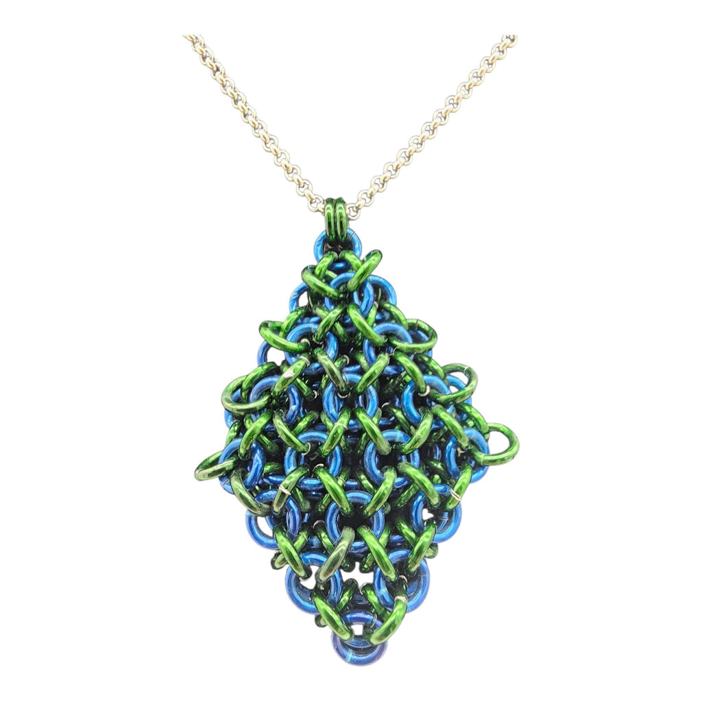 Blue & Green Jelly Cube Fidget Necklace Sensory Pendant - Gray Cat Manor Designs