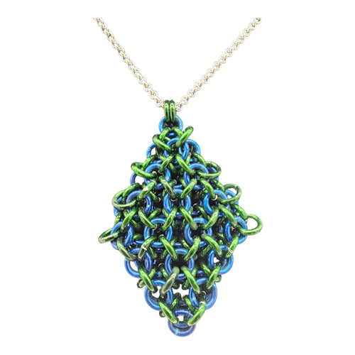 Blue & Green Jelly Cube Fidget Necklace Sensory Pendant - Gray Cat Manor Designs