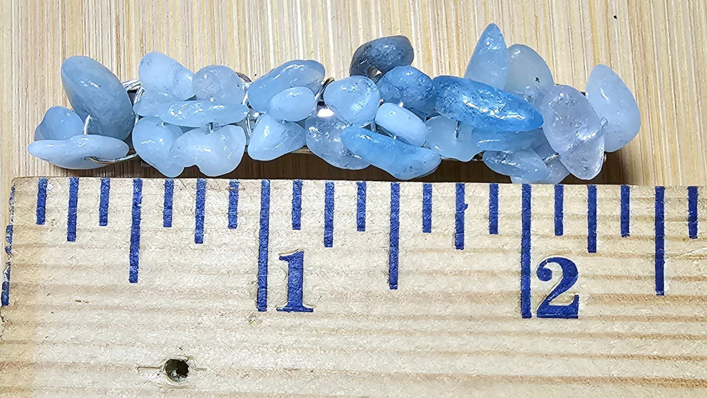 Aquamarine Crystal Chip Barrette | Wire Wrapped Boho Hair Clip