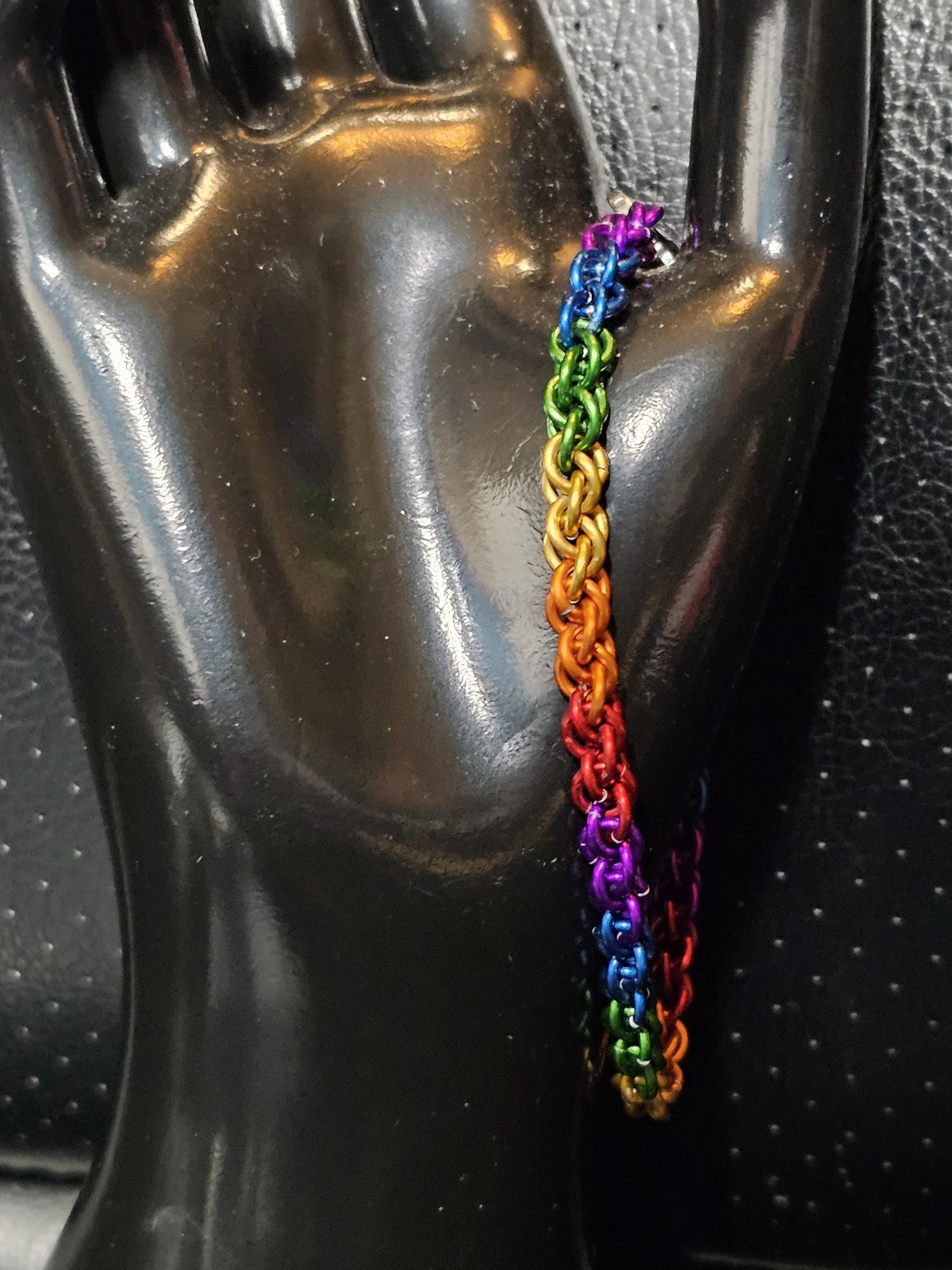 Rainbow Pride Chainmail Bracelet & Anklet | Handmade Anodized Aluminum JPL Weave