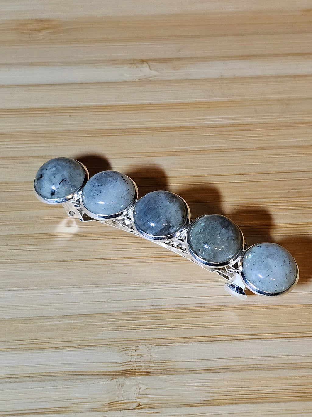 Labradorite Cabochon Barrette | Stainless Steel French Hair Clip