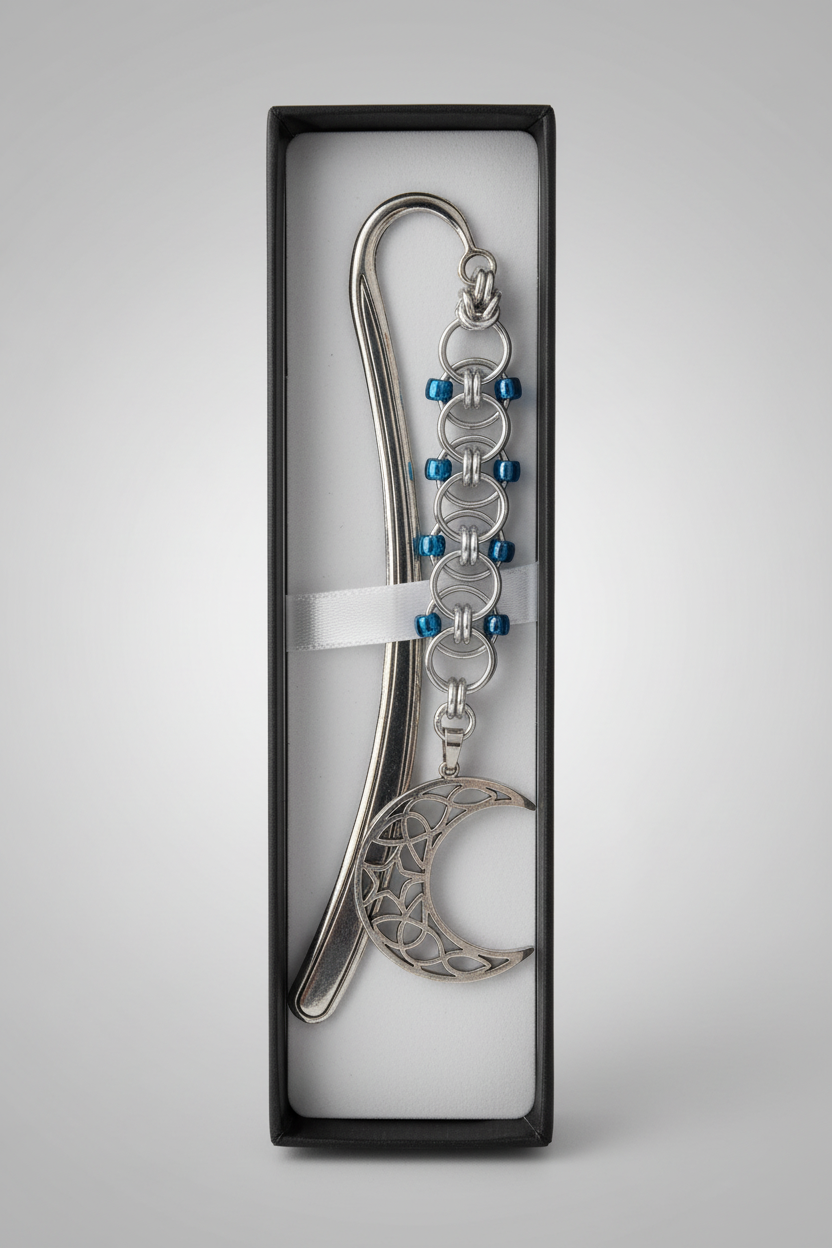 Chainmail Crescent Moon Bookmark - Clean Product Photo