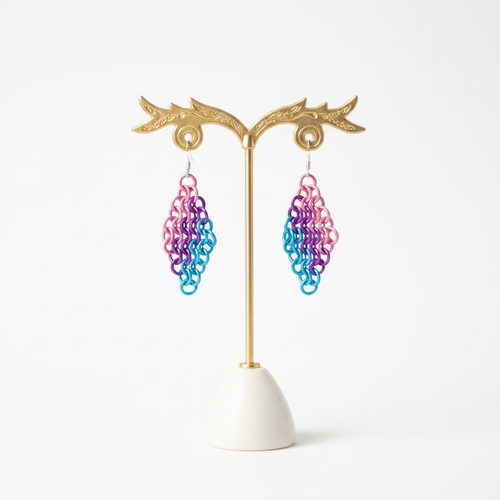 Chainmail Earrings on Display - Light