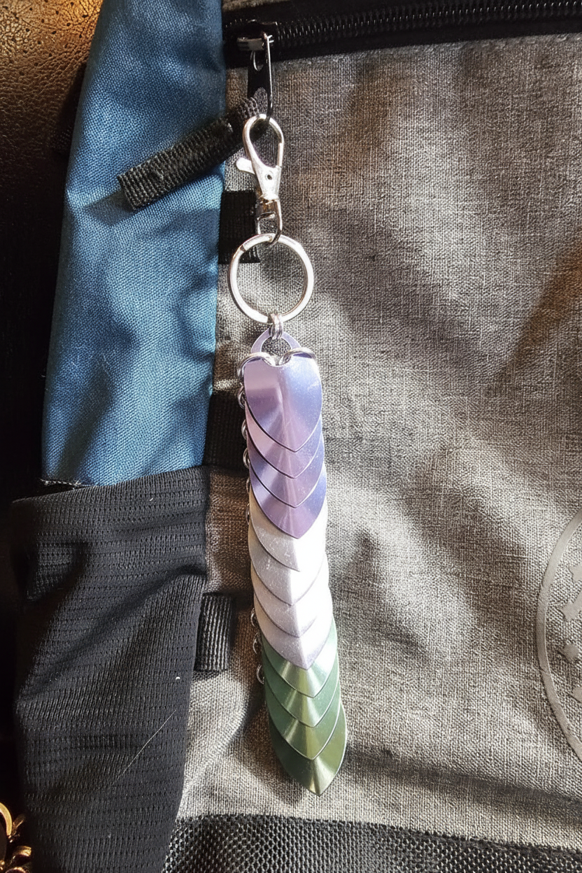 Dragon Scale Pride Flag Fidget Clacker Keychain Chainmail