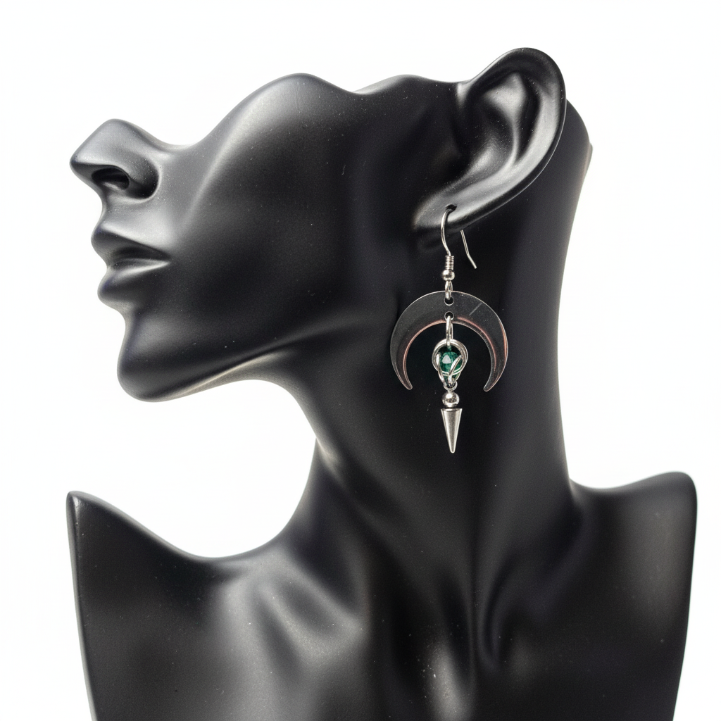 Crescent Moon Goddess Earrings - Light Background
