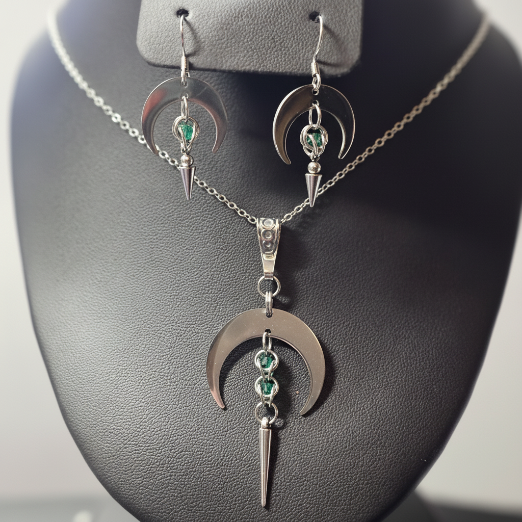 Crescent Moon Jewelry Set - Cleaned