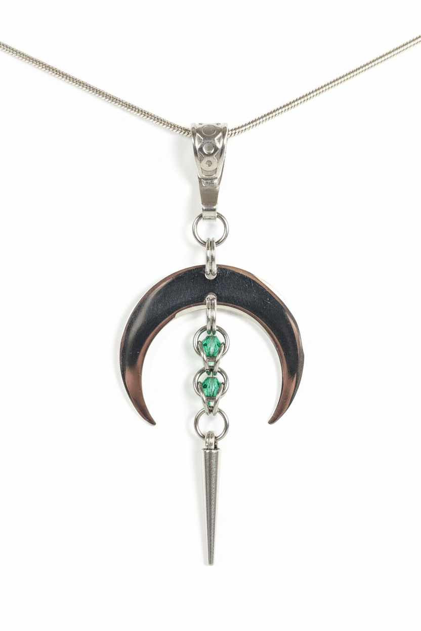 Crescent Moon Spike Pendant Necklace