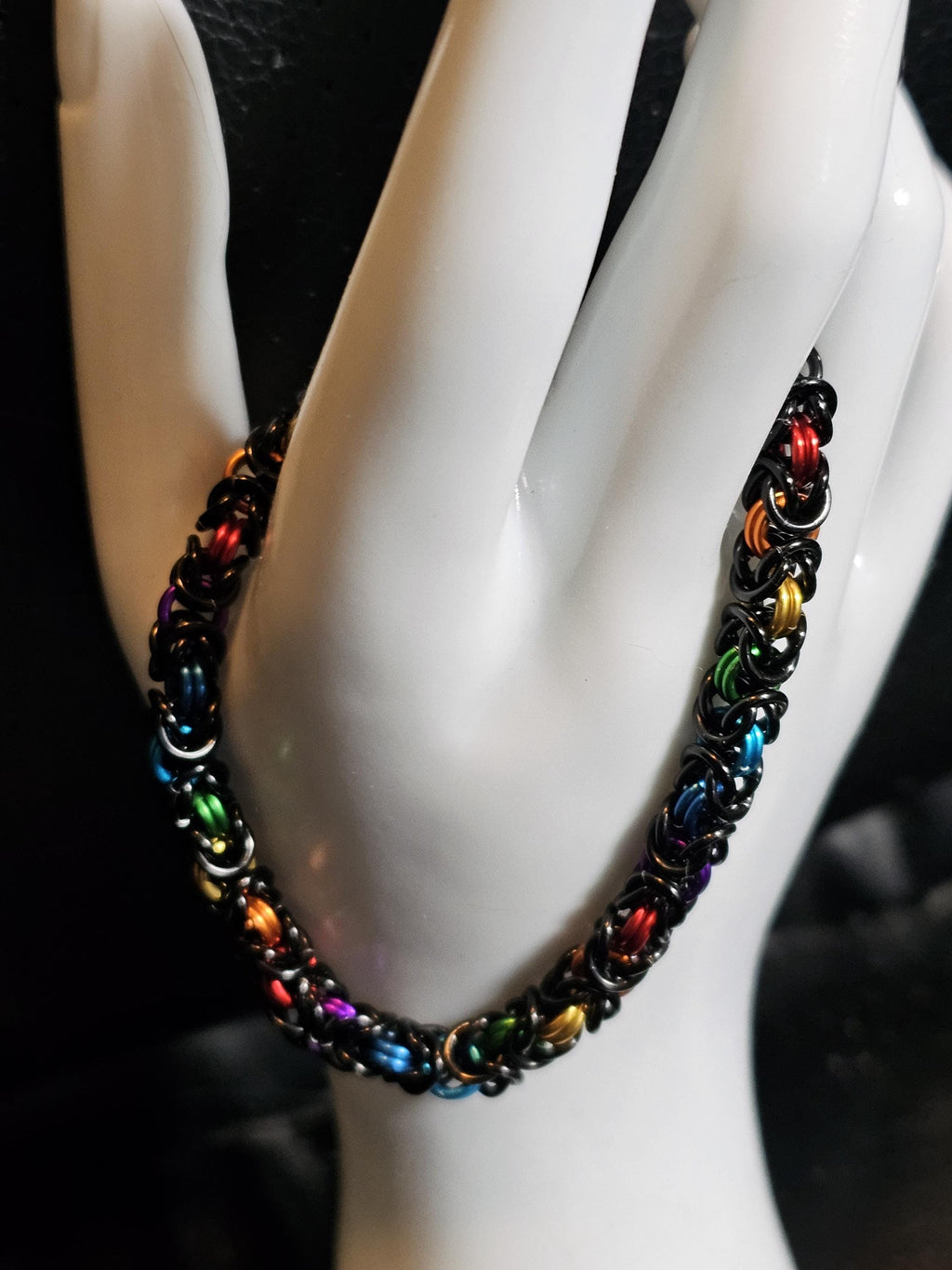 Rainbow Byzantine Chainmail Bracelet | Handmade LGBTQ+ Pride Jewelry – Aluminum & Anklet Option - Gray Cat Manor Designs