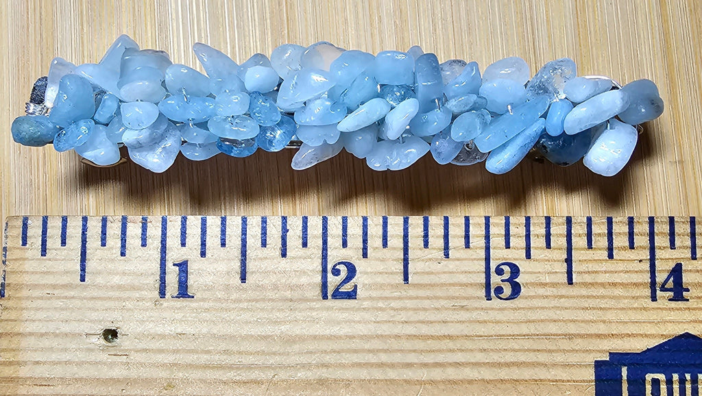 Aquamarine Crystal Chip Barrette | Wire Wrapped Boho Hair Clip
