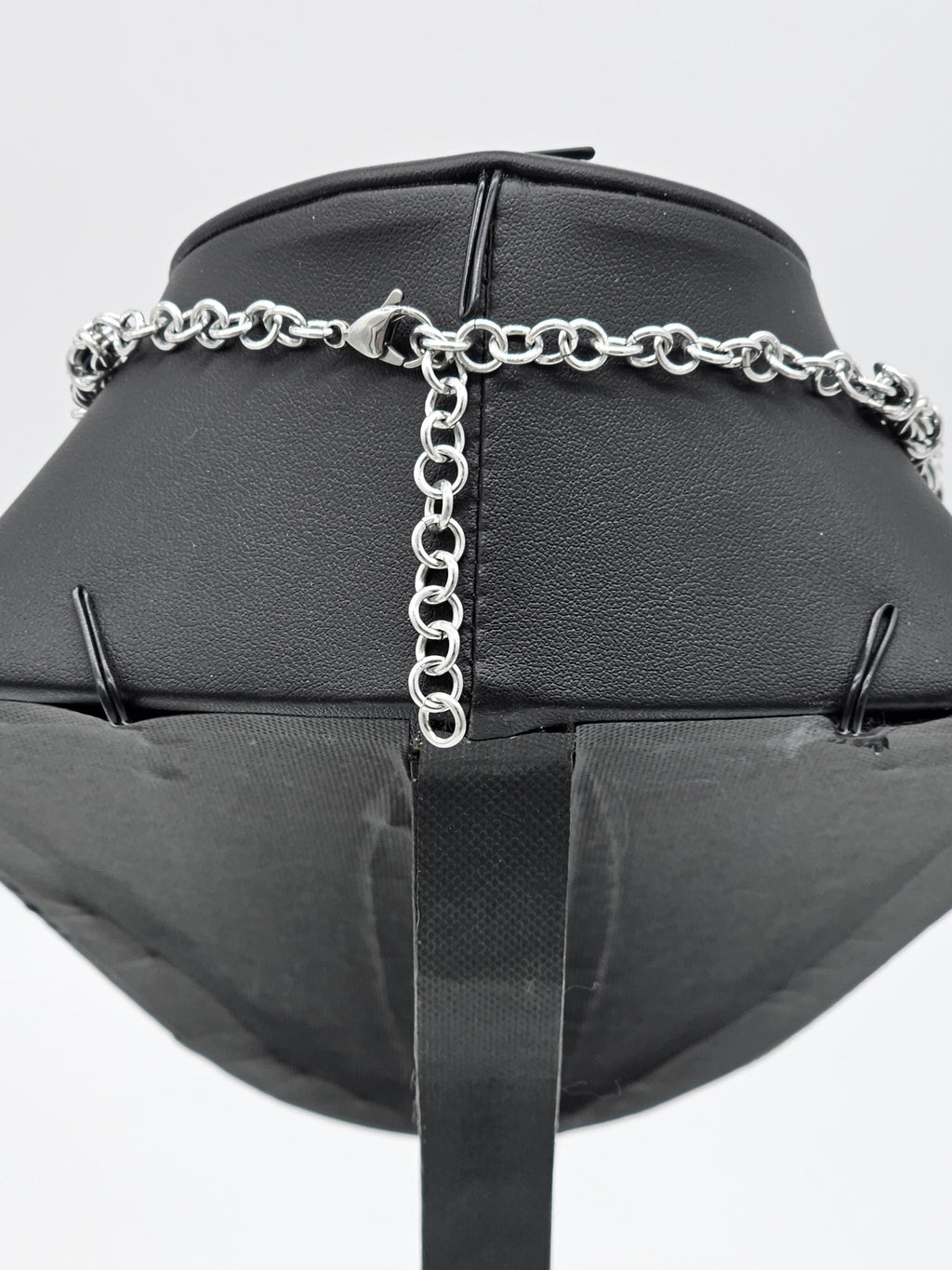 Black & Silver Byzantine Chainmail Dragon Choker | Spiked Handmade Statement Necklace - Gray Cat Manor Designs