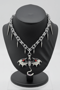 Black & Silver Byzantine Chainmail Dragon Choker | Spiked Handmade Statement Necklace - Gray Cat Manor Designs