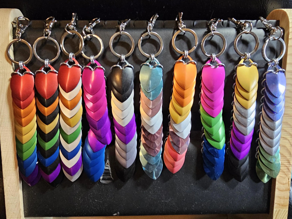 Dragon Scale Pride Flag Fidget Clacker Keychain Chainmail