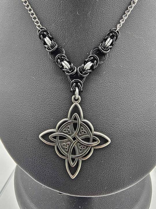 Celtic Knot Byzantine Chainmail Choker | Witchy Handmade Necklace – Custom Colors - Gray Cat Manor Designs