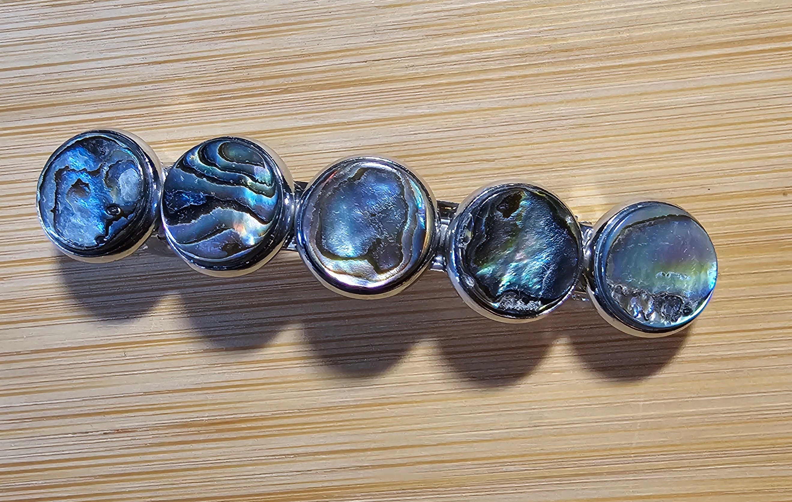 Abalone Shell Cabochon Barrette | Silver French Hair Clip