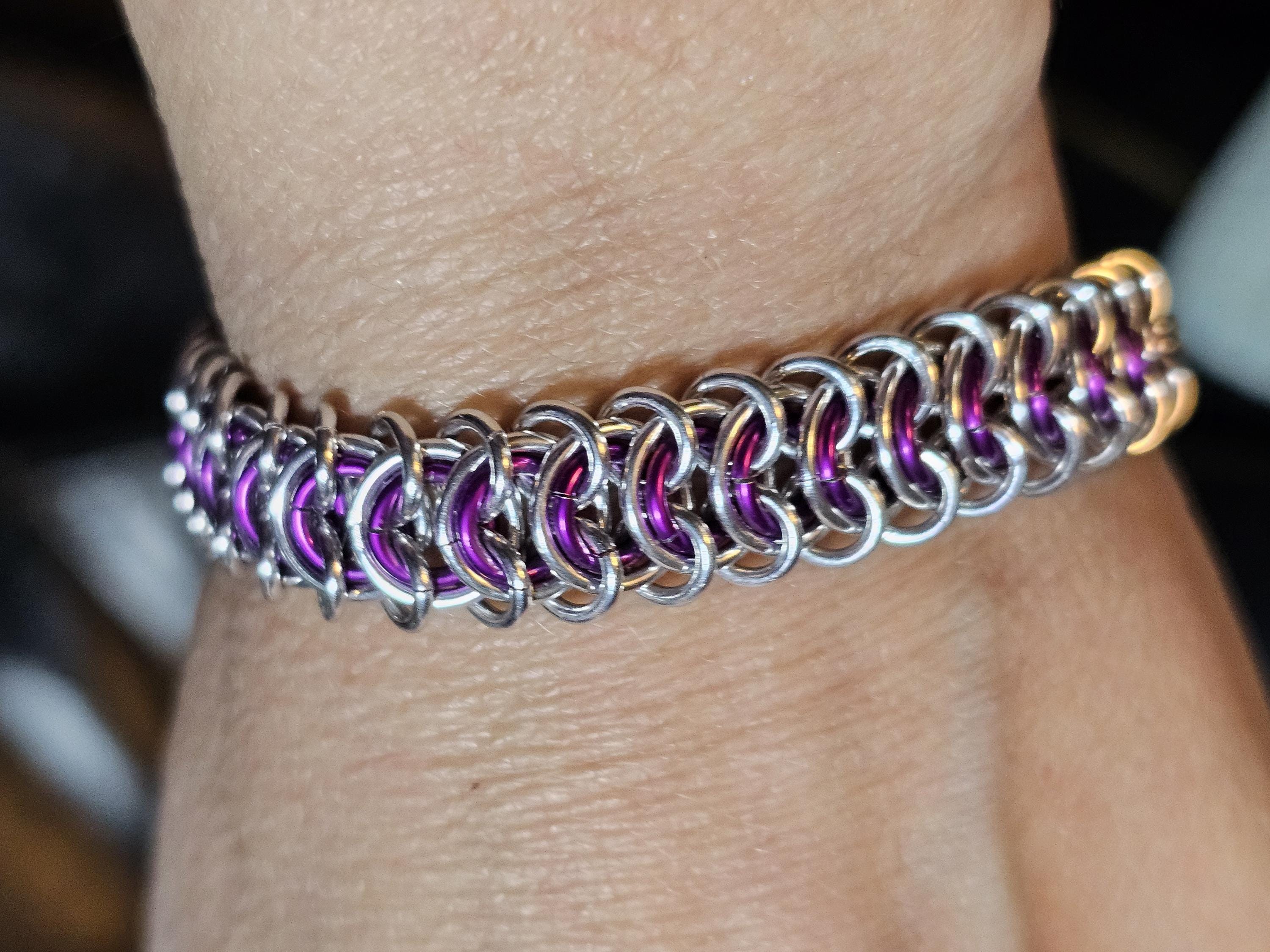 Vertebrae Chainmail Bracelet & Anklet — Custom Color Anodized Aluminum - Gray Cat Manor Designs