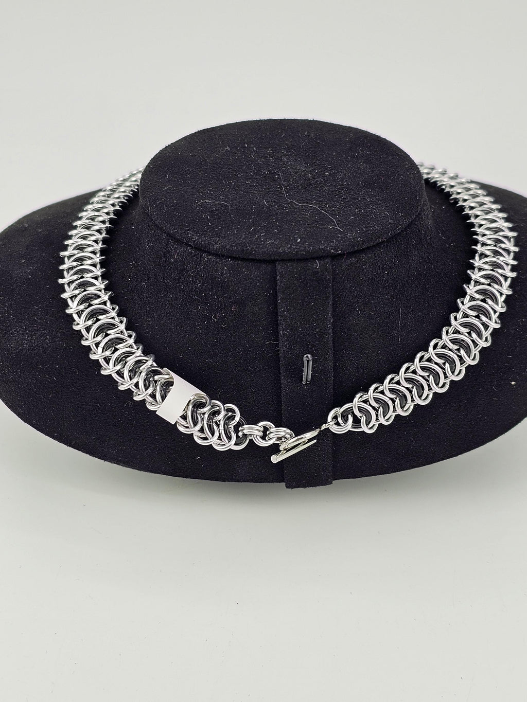 Crescent Moon Chainmail Choker | Vertebrae Weave Witchy Celestial Necklace