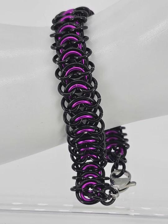 Vertebrae Chainmail Bracelet & Anklet — Custom Color Anodized Aluminum - Gray Cat Manor Designs