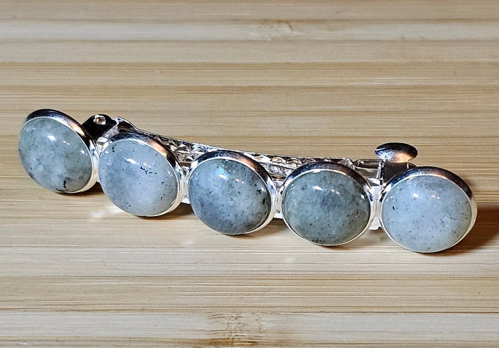 Labradorite Cabochon Barrette | Stainless Steel French Hair Clip