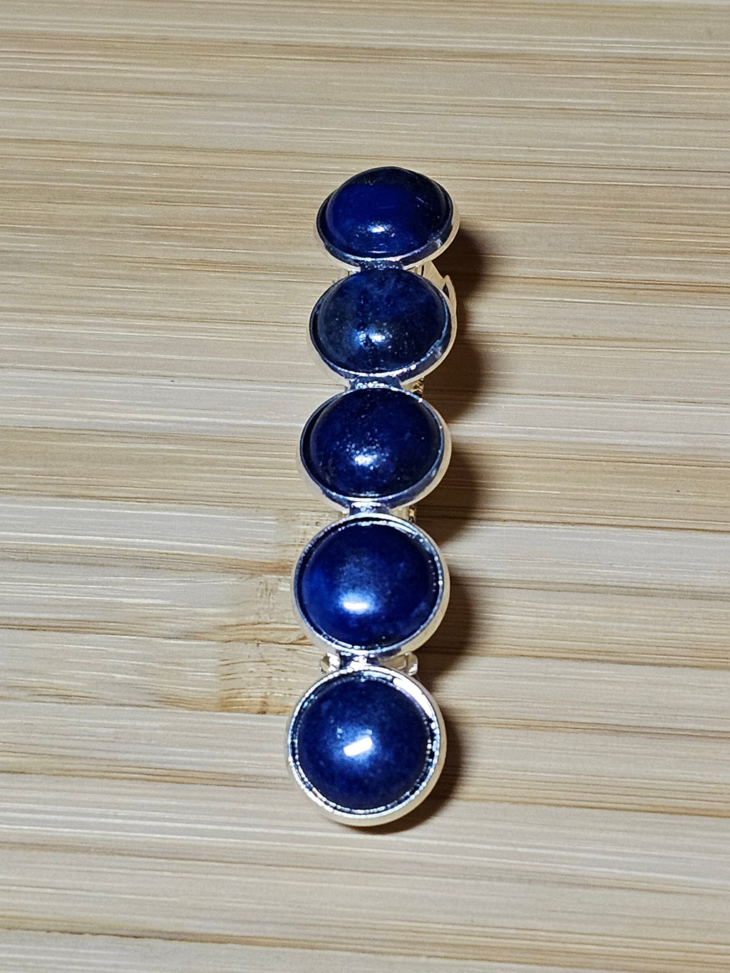 Lapis Lazuli Cabochon Barrette | Silver French Hair Clip