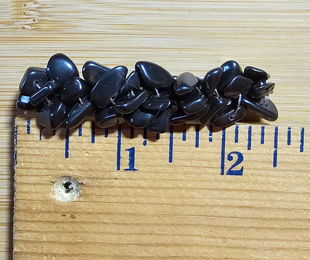 Hematite Chip Barrette | Wire Wrapped Gemstone Hair Clip - Gray Cat Manor Designs