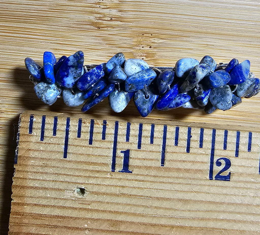 Lapis Lazuli Wire Wrapped Barrette | Gemstone Hair Clip in 3 Sizes