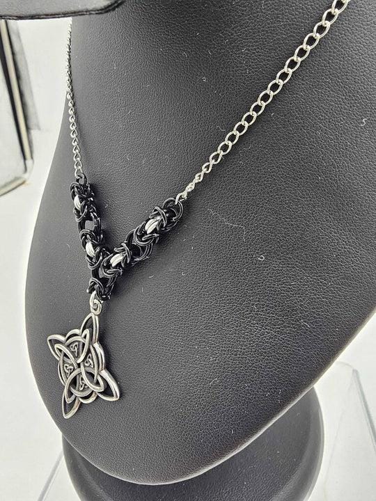 Celtic Knot Byzantine Chainmail Choker | Witchy Handmade Necklace – Custom Colors - Gray Cat Manor Designs