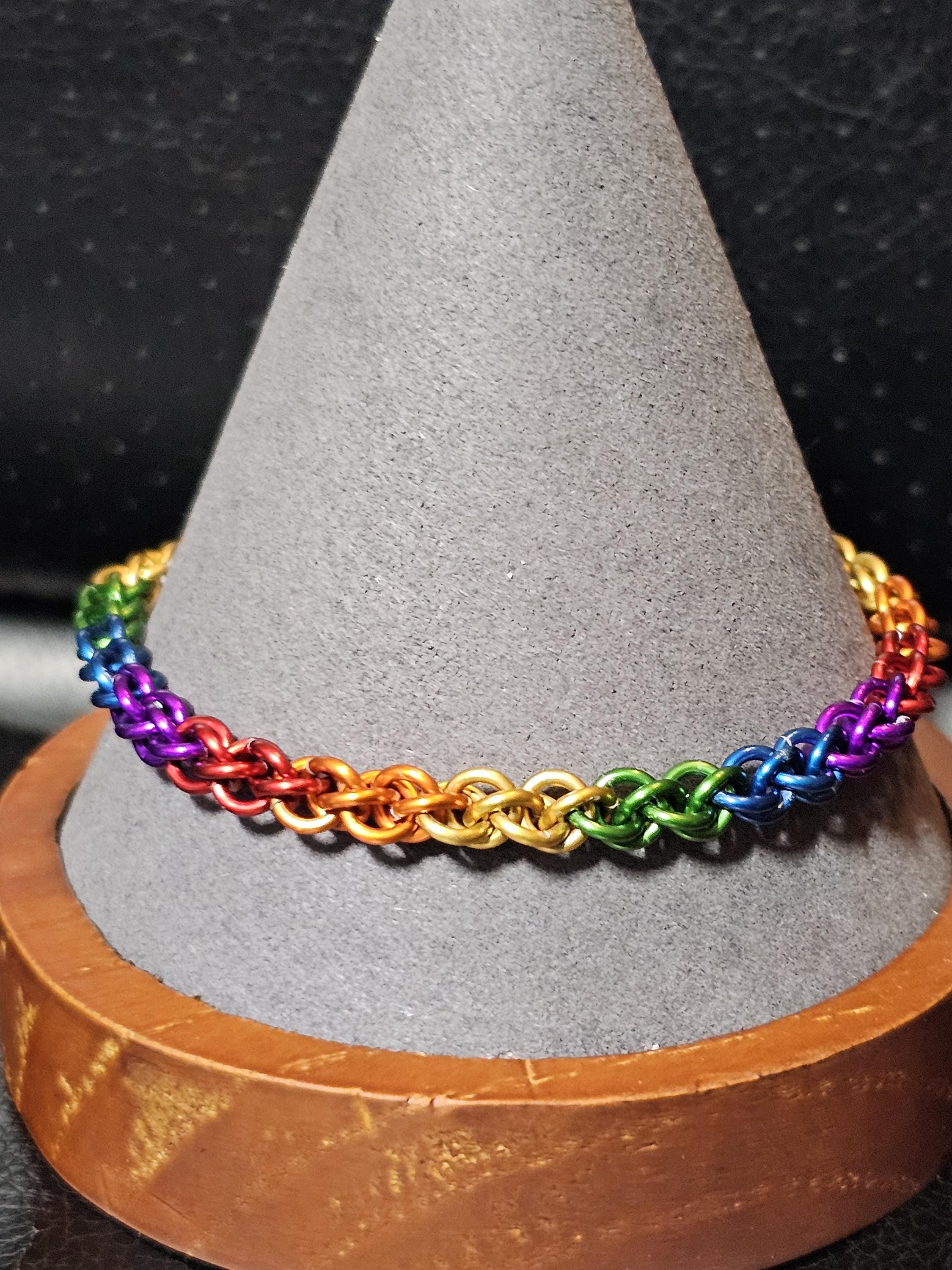 Rainbow Pride Chainmail Bracelet & Anklet | Handmade Anodized Aluminum JPL Weave