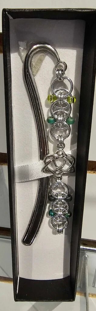 Chainmail Bookmark | Helm Weave with Celtic Heart Charm | Gift Boxed - Gray Cat Manor Designs
