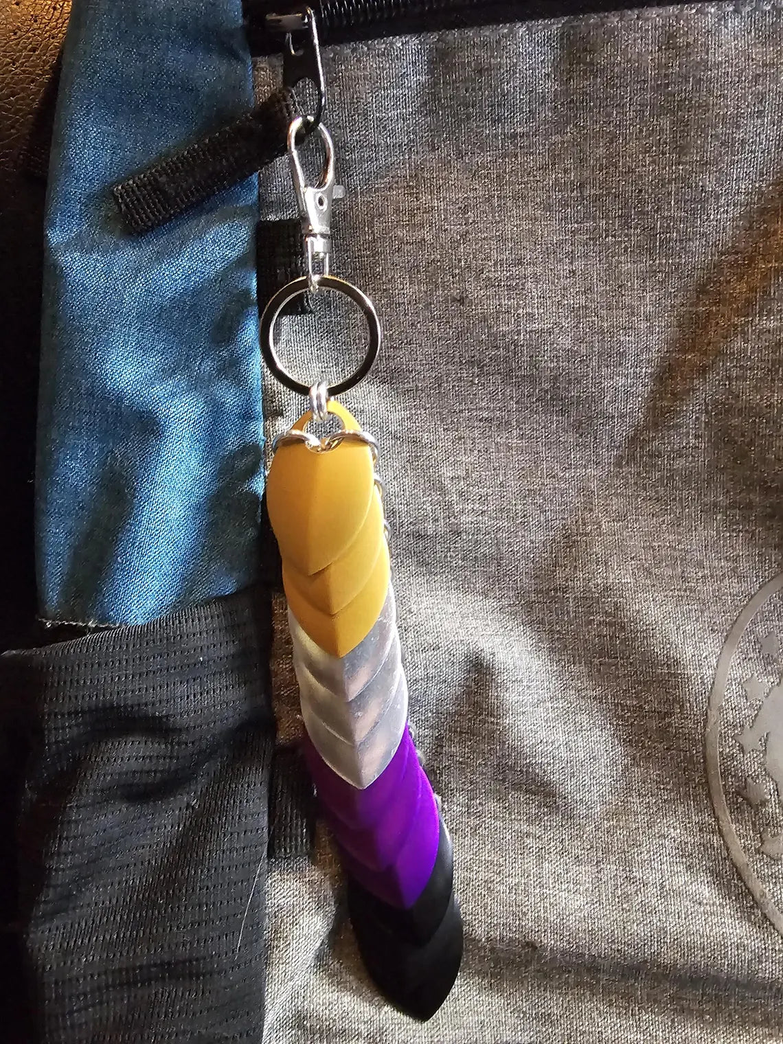 Dragon Scale Pride Flag Fidget Clacker Keychain Chainmail - Gray Cat Manor Designs