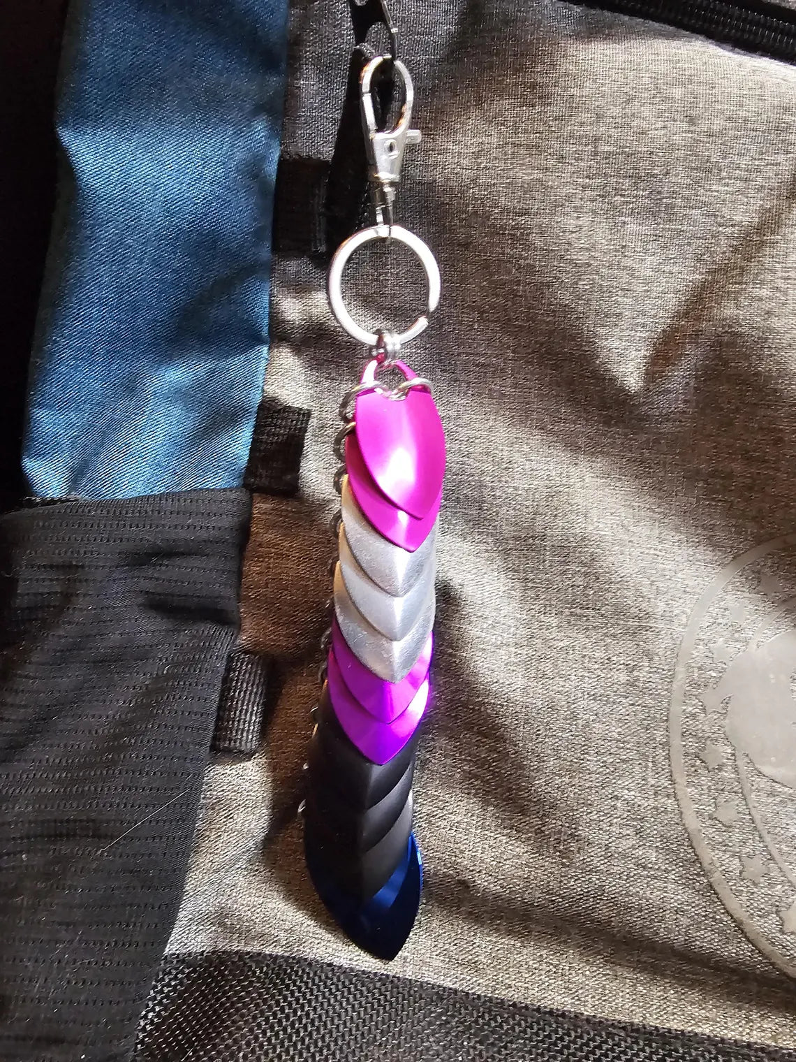 Dragon Scale Pride Flag Fidget Clacker Keychain Chainmail - Gray Cat Manor Designs