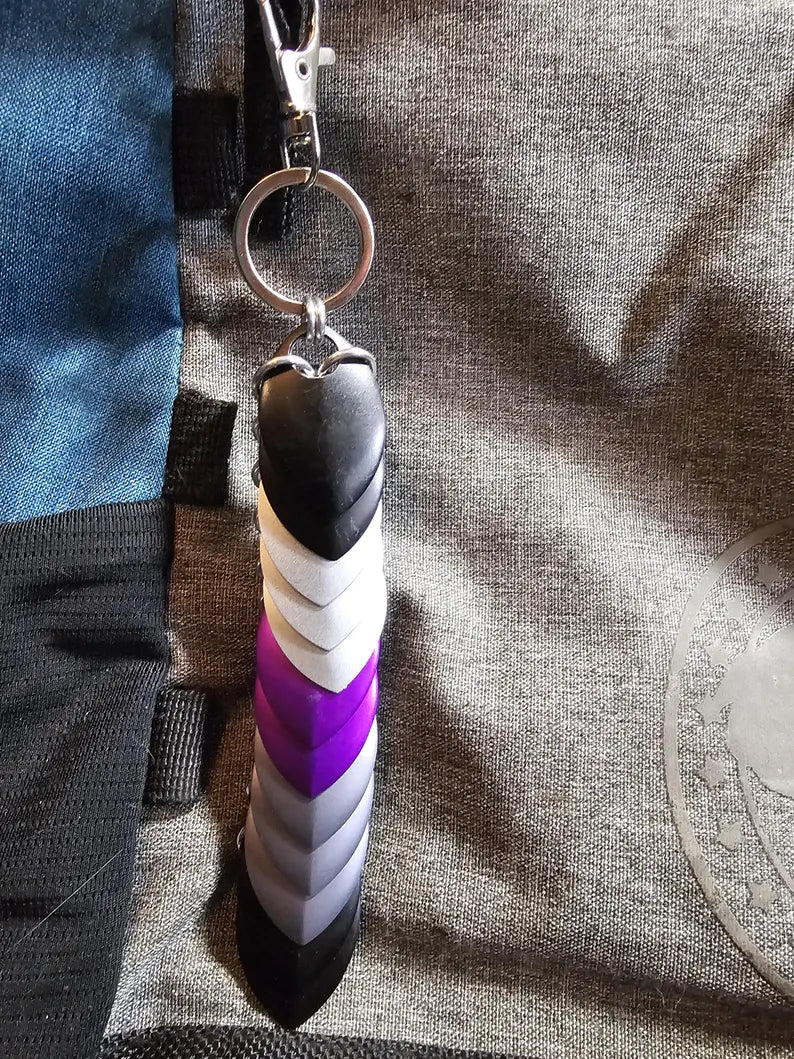 Dragon Scale Pride Flag Fidget Clacker Keychain Chainmail - Gray Cat Manor Designs