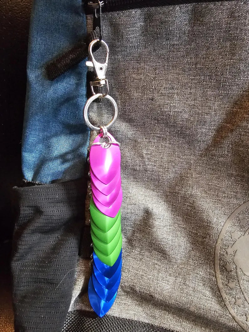 Dragon Scale Pride Flag Fidget Clacker Keychain Chainmail