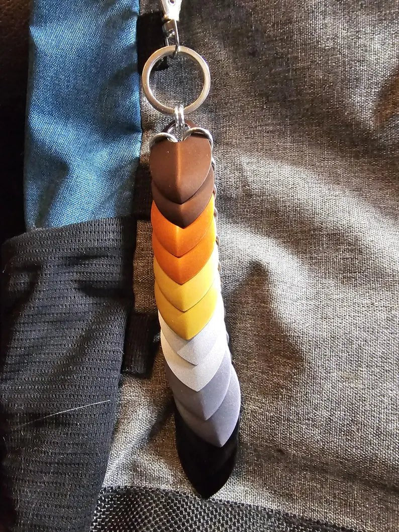 Dragon Scale Pride Flag Fidget Clacker Keychain Chainmail - Gray Cat Manor Designs