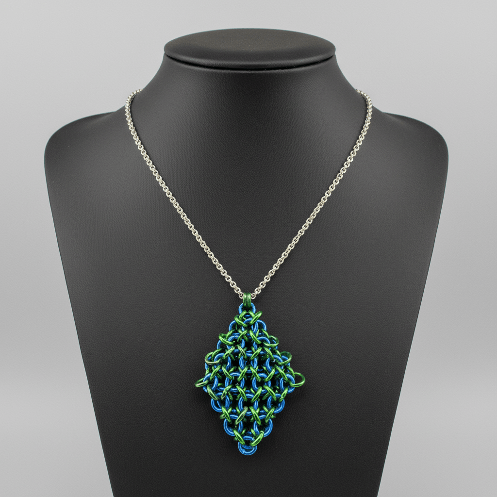 Blue & Green Jelly Cube Fidget Necklace Sensory Pendant - Gray Cat Manor Designs