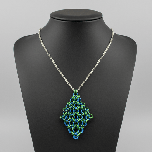 Blue & Green Jelly Cube Fidget Necklace Sensory Pendant - Gray Cat Manor Designs