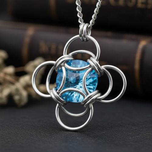 Morning Star Aquamarine - Close Up with Chain