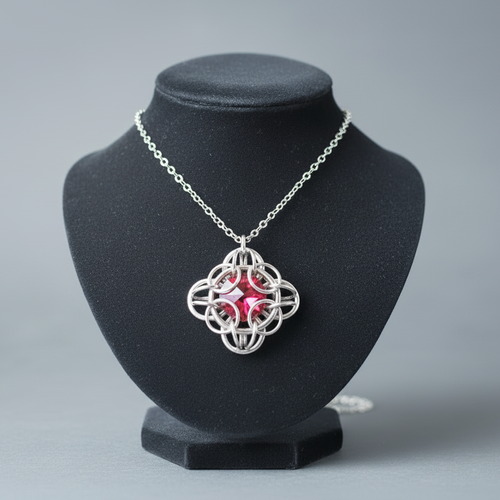 Oriana Crystal Birthstone Chainmail Pendant - neutral background