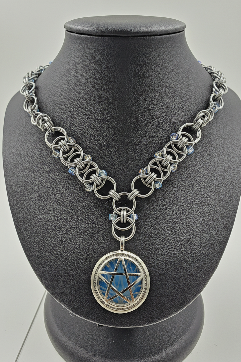 Pentagram Chainmail Necklace 2 - Cleaned