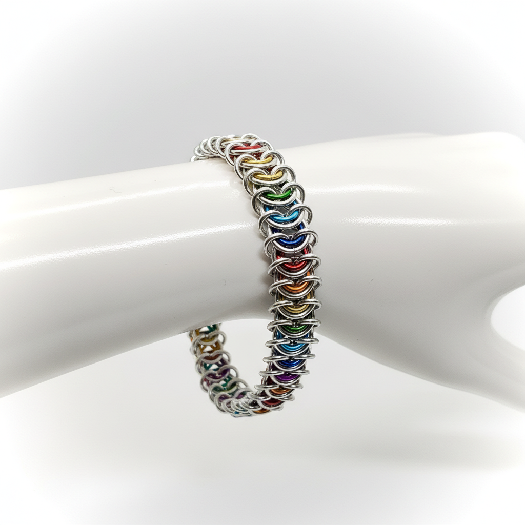 Rainbow Chainmail Bracelet - Cleaned