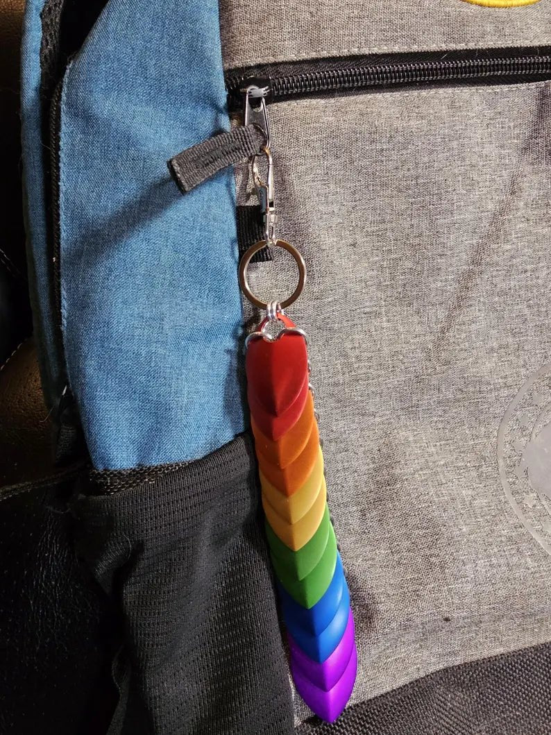 Dragon Scale Pride Flag Fidget Clacker Keychain Chainmail - Gray Cat Manor Designs