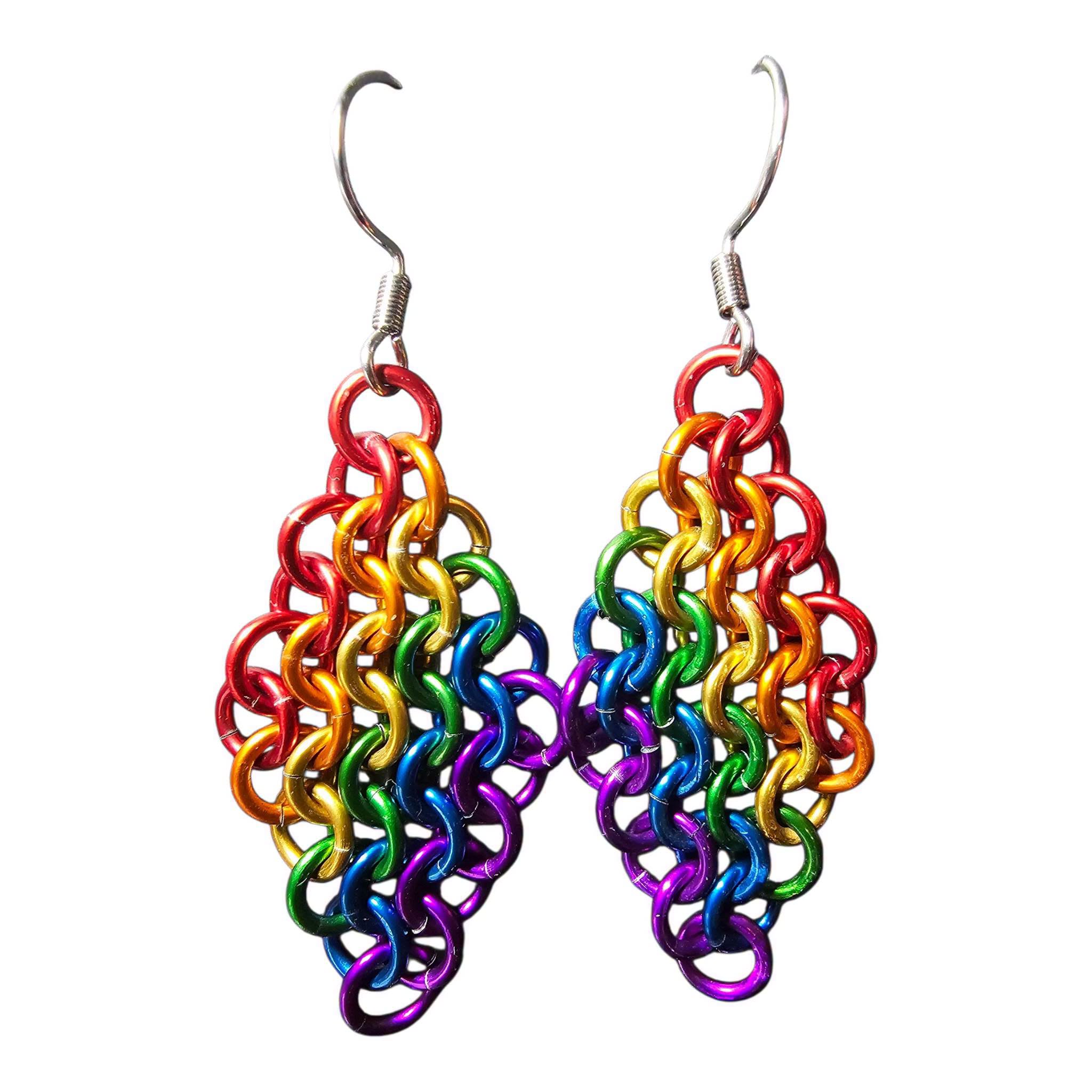 Rainbow Pride Chainmail Earrings | Anodized Aluminum LGBTQ+ Jewelry