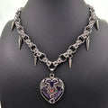 Byzantine Dragon Heart Necklace — Stainless Steel & Amethyst