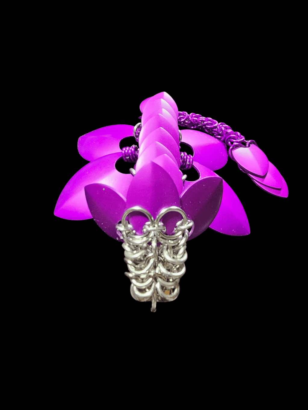 Purple & Silver Chainmail Dragon Barrette - Gray Cat Manor Designs