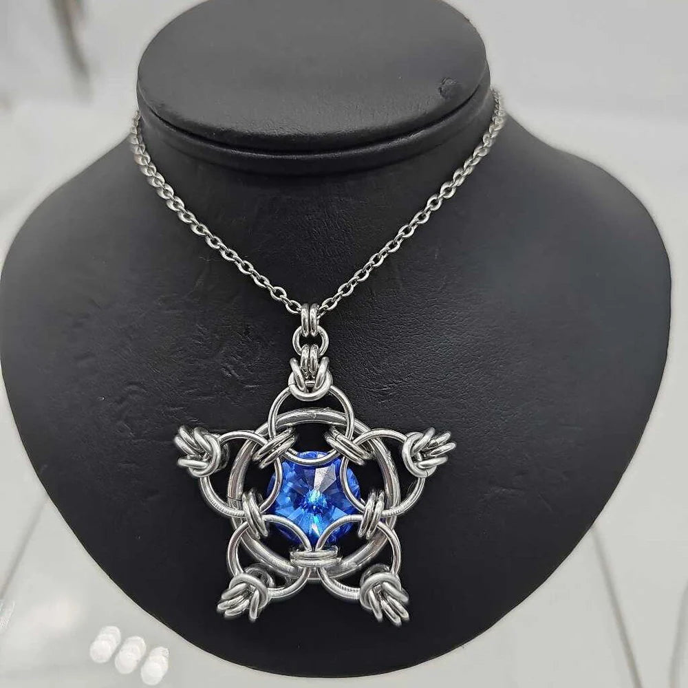 "You're a Star" Crystal Birthstone Chainmail Pendant | Handmade Medieval Witchy Necklace