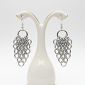 Silver Chainmail Fan Earrings on Display Stand